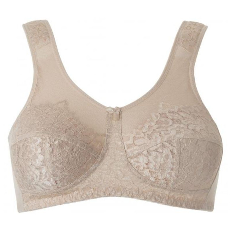 Biustonosz koronkowy z kieszonkami do protez beżowy Victoria Thuasne