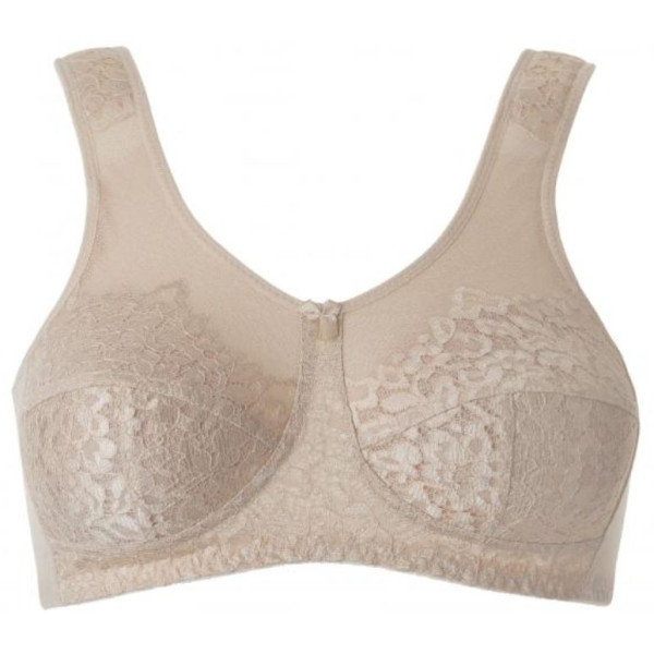 Biustonosz koronkowy z kieszonkami do protez beżowy Victoria Thuasne