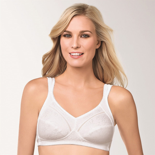 Biustonosz żakardowy bez fiszbin z kieszonkami biały Nora SB 0555N