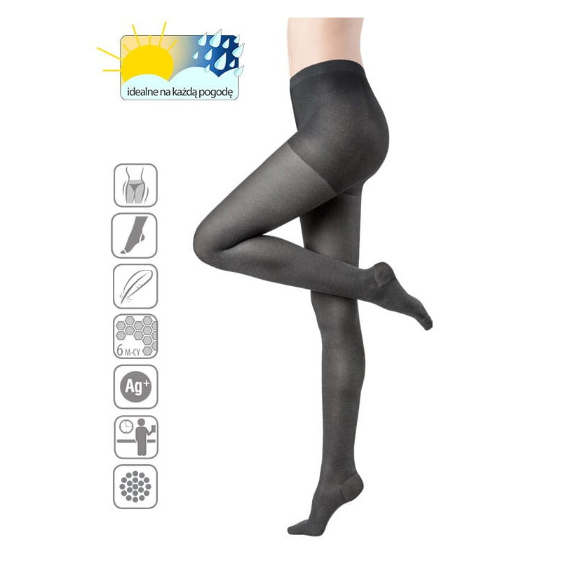 Rajstopy Przeciwżylakowe Veera 70 den Mikrofibra Melanż Ucisk Profilaktyczny