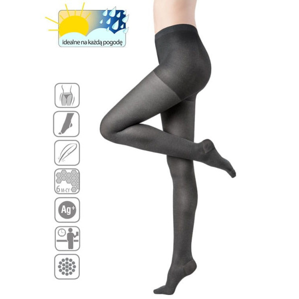 Rajstopy Przeciwżylakowe Veera 70 den Mikrofibra Melanż Ucisk Profilaktyczny