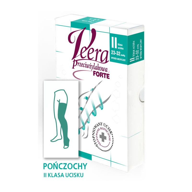 Pończochy Przeciwżylakowe Veera Forte CCL2 Czarne Otwarte palce II Klasa Ucisku