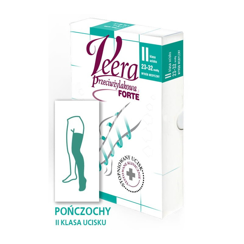 Pończochy Przeciwżylakowe Veera Forte CCL2 Czarne Zamknięte palce II Klasa Ucisku