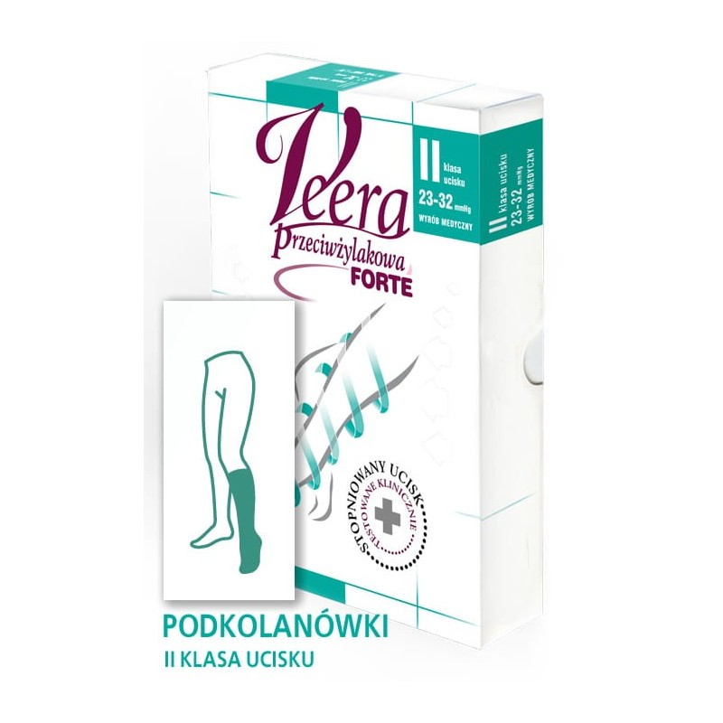 Podkolanówki Przeciwżylakowe Uciskowe Veera Forte CCL2 Karmel Zamknięte palce II Klasa Ucisku