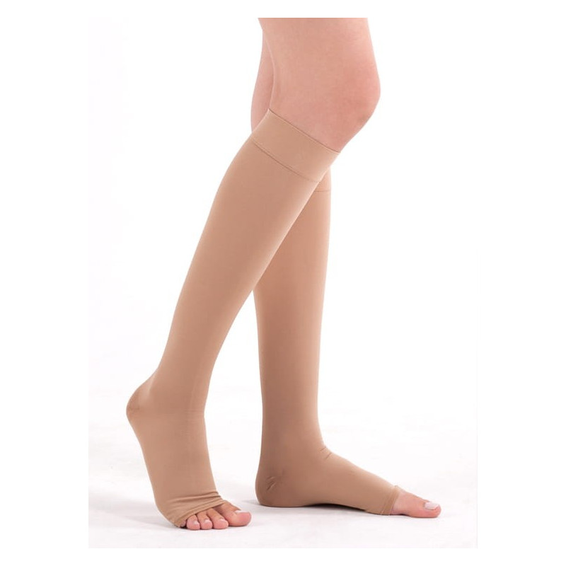 Podkolanówki Przeciwżylakowe Uciskowe Veera Forte CCL2 Karmel Otwarte palce II Klasa Ucisku