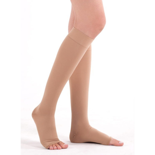 Podkolanówki Przeciwżylakowe Uciskowe Veera Forte CCL2 Karmel Otwarte palce II Klasa Ucisku