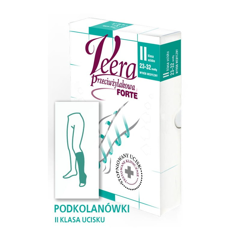 Podkolanówki Przeciwżylakowe Uciskowe Veera Forte CCL2 Karmel Otwarte palce II Klasa Ucisku