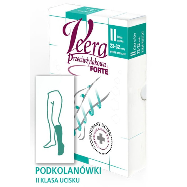 Podkolanówki Przeciwżylakowe Veera Forte CCL2 Czarne Otwarte palce II Klasa Ucisku