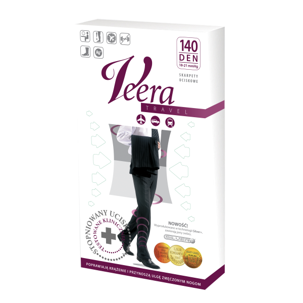 Podkolanówki Przeciwżylakowe Veera MEN 140 den męskie czarne