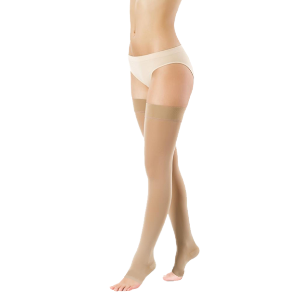 Pończochy Przeciwżylakowe 1 klasa kompresji Otwarte Długie Pani Teresa PT 0406 Beż - Pończochy medyczne uciskowe