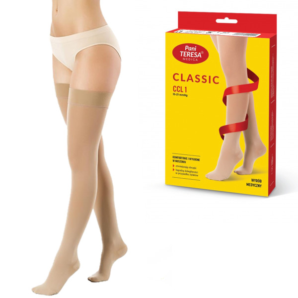Pończochy Przeciwżylakowe Pani Teresa 1 klasa kompresji Zamknięte Krótkie PT 0406 Beż - Pończochy medyczne uciskowe