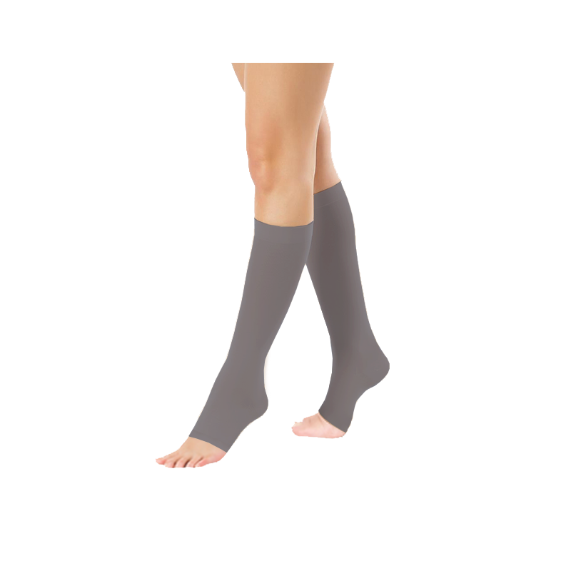 Podkolanówki Przeciwżylakowe Pani Teresa 1 klasa kompresji Otwarte Krótkie PT 0408 Grafitowe - Podkolanówki medyczne uciskowe