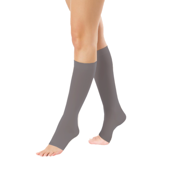 Podkolanówki Przeciwżylakowe Pani Teresa 1 klasa kompresji Otwarte Krótkie PT 0408 Grafitowe - Podkolanówki medyczne uciskowe
