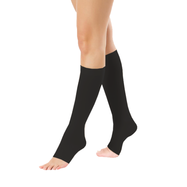Podkolanówki Przeciwżylakowe Pani Teresa 2 klasa kompresji Otwarte Długie PT 0405 Czarne - Podkolanówki medyczne uciskowe