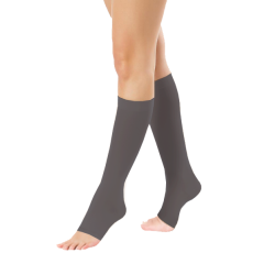 Podkolanówki Przeciwżylakowe 2 klasa kompresji Otwarte Długie Pani Teresa PT 0405 Grafitowe - Podkolanówki medyczne uciskowe
