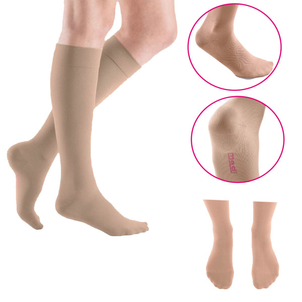 Podkolanówki Przeciwżylakowe MEDIVEN Elegance 2 klasa kompresji Zamknięte Normal MEDI Carmel