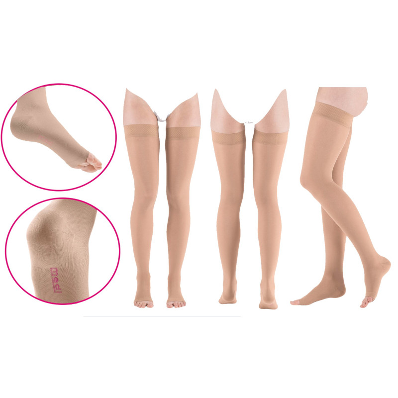 Pończochy Przeciwżylakowe Uciskowe MEDIVEN AG Elegance 1 klasa kompresji Otwarte Krótkie MEDI Kaszmir