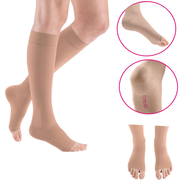 Podkolanówki Przeciwżylakowe MEDIVEN Elegance 2 klasa kompresji Otwarte Normal MEDI Kaszmir