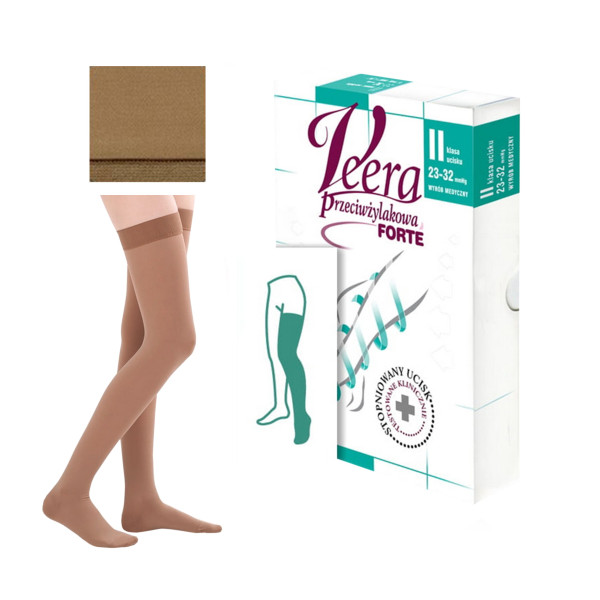 Pończochy Przeciwżylakowe Veera Forte CCL2 Karmel Zamknięte palce II Klasa Ucisku