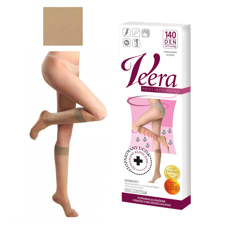 Podkolanówki Przeciwżylakowe Veera 140 den Solei Zamknięte palce