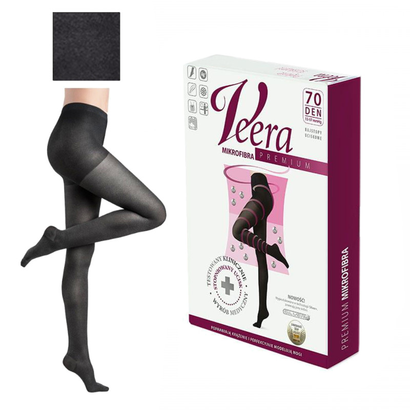 Rajstopy Przeciwżylakowe Veera 70 den Mikrofibra Melanż Ucisk Profilaktyczny