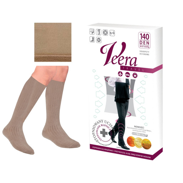 Skarpety przeciwżylakowe Veera MEN 140 den męskie beżowe