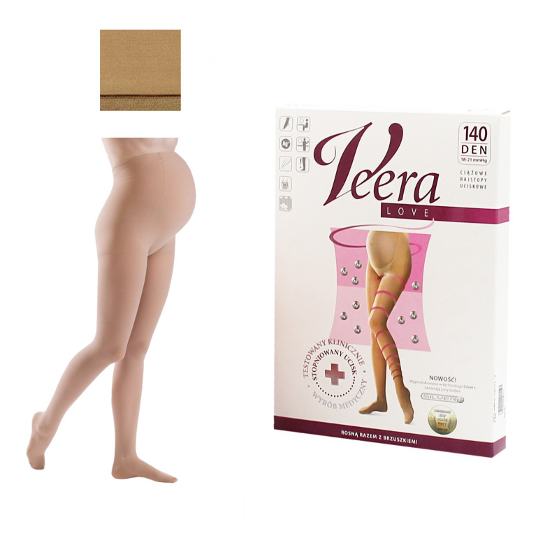Rajstopy Ciążowe Na Żylaki Veera Ucisk I 140 DEN Beżowe