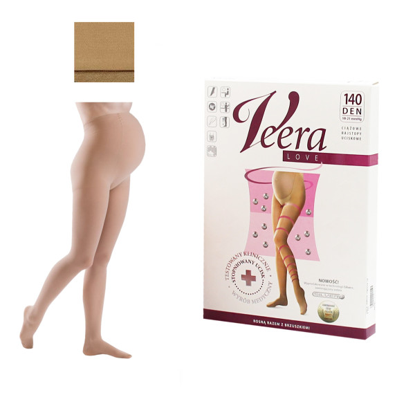 Rajstopy Ciążowe Na Żylaki Veera Ucisk I 140 DEN Beżowe