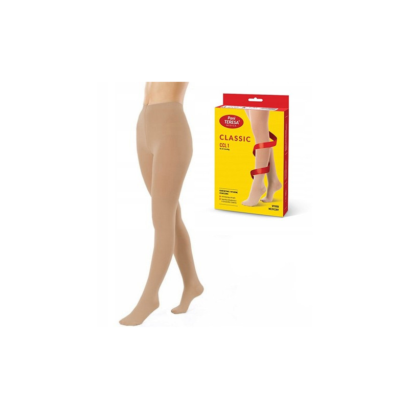 Rajstopy Przeciwżylakowe Pani Teresa 1 klasa kompresji Długie PT 0407 Ciemny beż - Rajstopy medyczne uciskowe