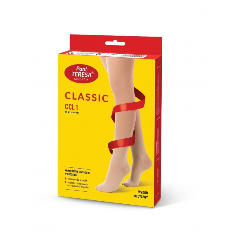 Rajstopy Przeciwżylakowe Pani Teresa 1 klasa kompresji Krótkie PT 0407 Czarne - Rajstopy medyczne uciskowe Czubek Otwarty