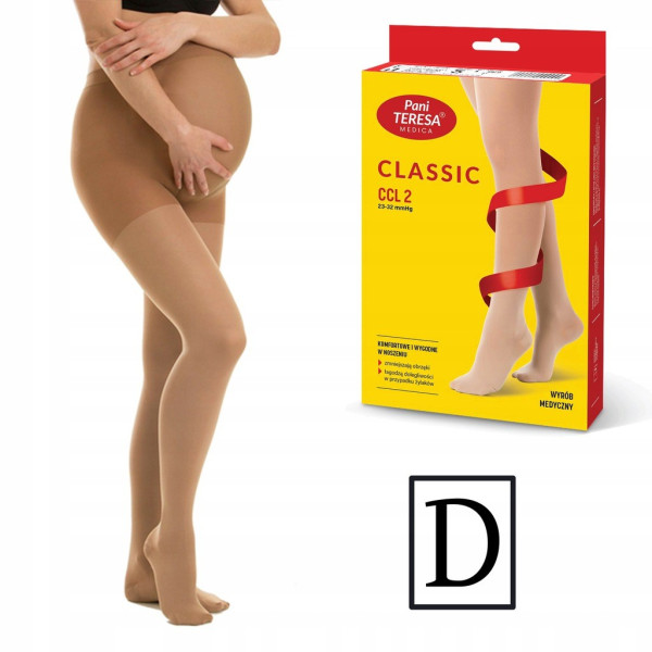Rajstopy Przeciwżylakowe Ciążowe Pani Teresa 2 klasa kompresji Długie PT 0402 Beż