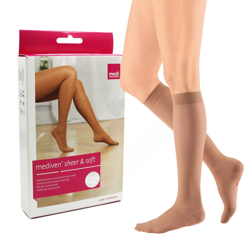 Podkolanówki 1 klasy kompresji przeciwżylakowe krótkie Medi Sheer&Soft