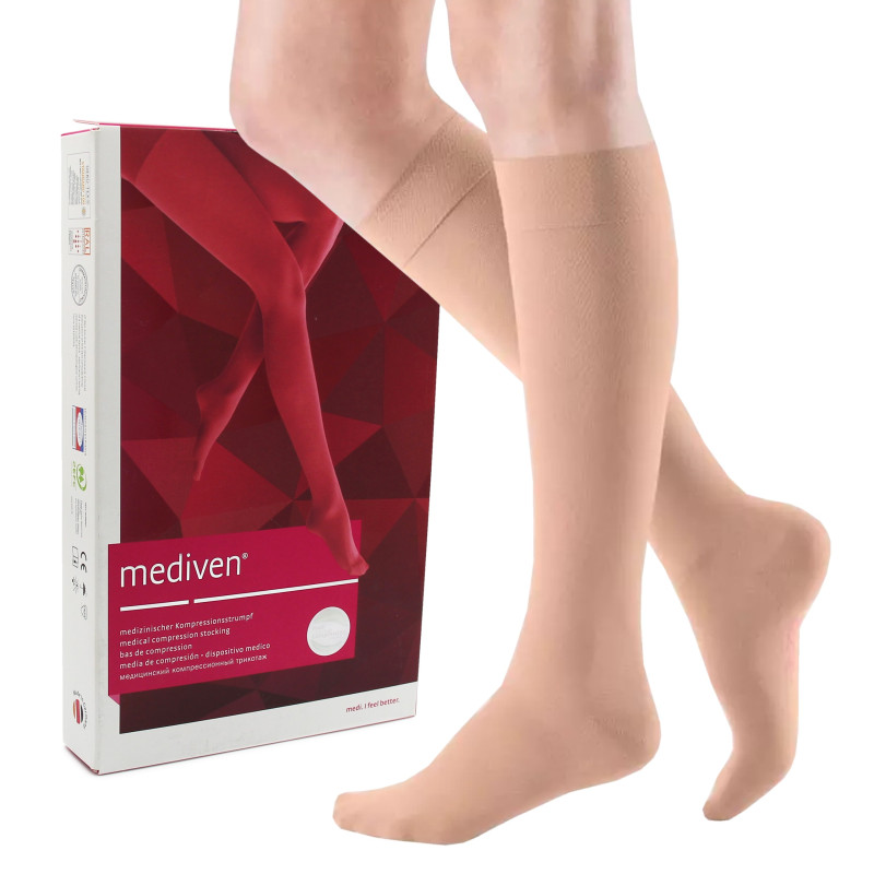 Podkolanówki Przeciwżylakowe MEDIVEN Elegance 2 klasa kompresji Zamknięte Normal MEDI Carmel