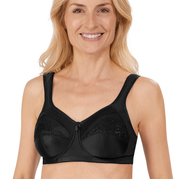 Biustonosz bez fiszbin z kieszonkami czarny Amoena Isadora SB 44114