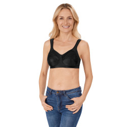 Biustonosz bez fiszbin z kieszonkami czarny Amoena Isadora SB 44114