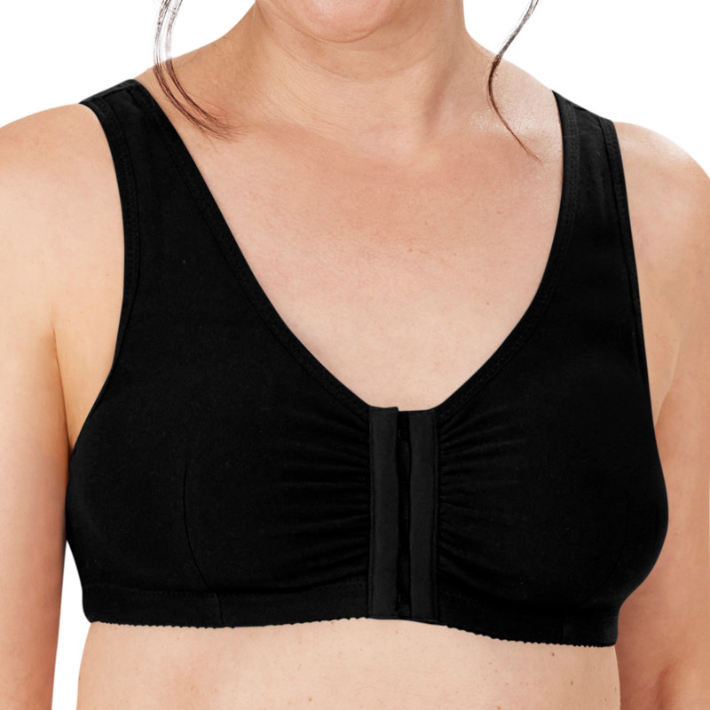 Biustonosz wypoczynkowy miękki z bawełny czarny Amoena Frances SB 2128