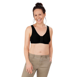 Biustonosz wypoczynkowy miękki z bawełny czarny Amoena Frances SB 2128