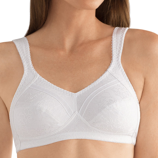 Biustonosz żakardowy bez fiszbin z kieszonkami biały Nora SB 0555N