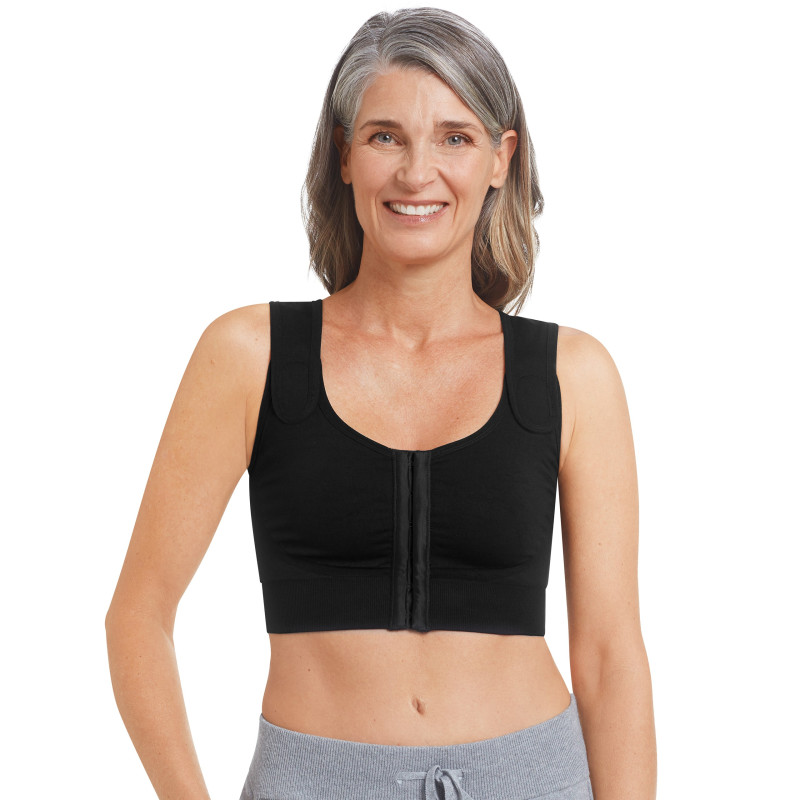 Biustonosz kompresyjny dla amazonek czarny Amoena Sina 45008