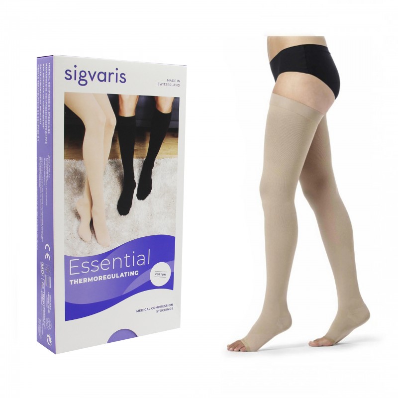 Pończochy Sigvaris Essential Thermoregulating (Cotton) Quadrinova ccl2 długie plus