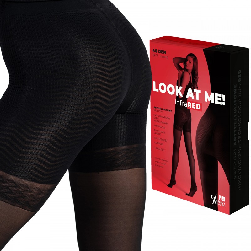 Rajstopy antycellulitowe Infrared Veera Czarne Den 40 13-17 mmHg – masaż mocny