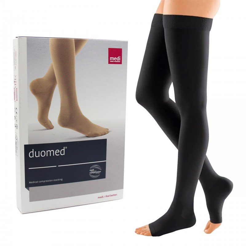 Pończochy Przeciwżylakowe Duomed AG ccl1 otwarte normalne czarne