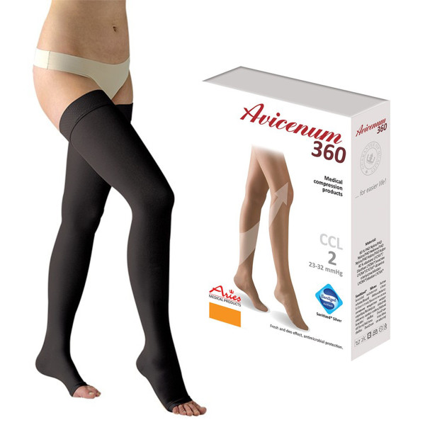 Pończochy uciskowe na żylaki CCL2 Aries Avicenum 360 DEN czarne