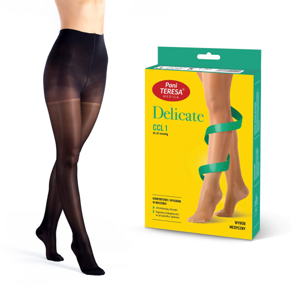 Rajstopy Przeciwżylakowe	Pani Teresa ccl1 Premium Delicate Długie  PT 0431 Czarne - Rajstopy medyczne uciskowe