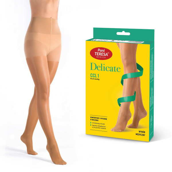 Rajstopy medyczne uciskowe CCL1 Premium Delicate Długie Pani Teresa PT 0431 Beżowe