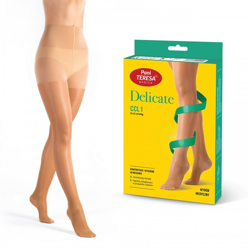 Rajstopy Przeciwżylakowe	Pani Teresa  ccl1 Premium Delicate Krótkie PT 0431 Jasne Beżowe - Rajstopy medyczne uciskowe