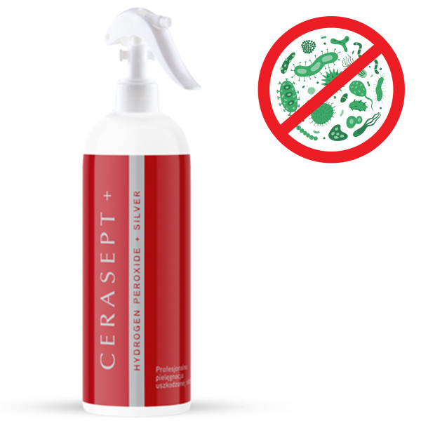 Płyn przyspieszający gojenie ran ze srebrem Cerasept+ 500 ml
