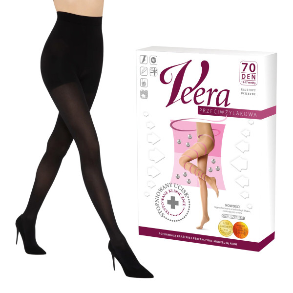 Rajstopy przeciwżylakowe ucisk profilaktyczny Veera czarne 70 DEN
