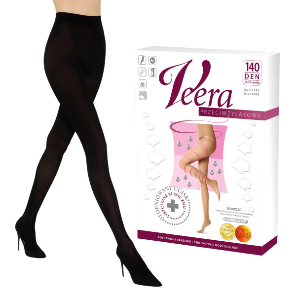 Rajstopy Przeciwżylakowe Veera 140 den Czarne I Klasa Ucisku
