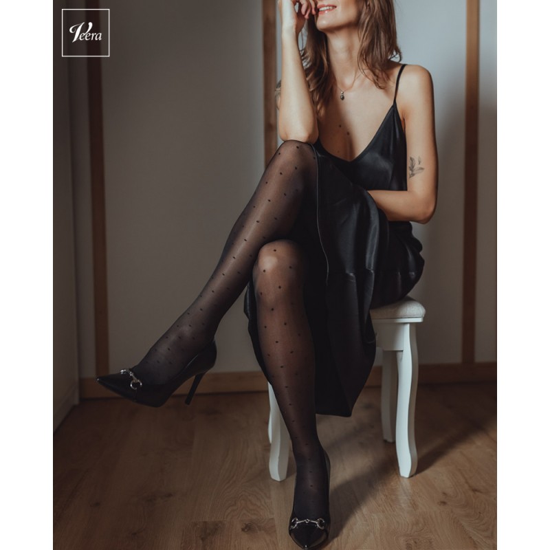 Rajstopy uciskowe kompresyjne Veera Fashion 70 DEN w kropki